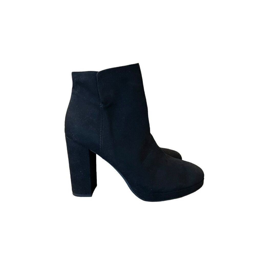 Women’s Size 9.5 M Black Faux Suede High Heel Booties LC Lauren Conrad Boots - Picture 4 of 11